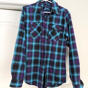 Men’s Small Dixon Blue and Purple Plaid Shirt